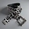 Cinturón Punk Original Estampado de Leopardo LOGO Remaches Doble Costura Hebilla Punk Cinturón Hip Hop Callejero Cinturón de Cuero Venta Caliente Transfronteriza