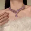 Colar Zircônia Cristal Cor Doce Coração Luxo Leve Alto Padrão Amor Corrente Clavícula Arco-Íris Feminino Tendência ins Nicho