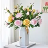Flores Artificiales con Tacto Real, Flores Falsas de Gama Alta tipo Rosa, 3 Cabezas, Sensación Hidratante y Realista, para Decoración de Hotel y Hogar, Venta al por Mayor de Comercio Exterior Transfronterizo