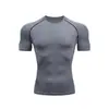 Tamanho transfronteiriço pronta entrega fitness manga curta controle de abdômen justo esportivo modelador esculpir o corpo respirável secagem rápida perda de peso treinamento muscular