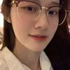 Gafas Retro Marrones de Media Montura para Mujeres con Miopía Pueden Equiparse con Graduación Cara Redonda Aspecto Adelgazante Luz Azul Anti Artefacto de Maquillaje Montura de Ojo
