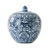 Vaso Cerâmico Novo Estilo Chinês Padrão Folha Azul Azul e Branco Vaso de Cerâmica Jingdezhen Estilo Chinês Decorações para Sala de Estar