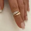 Anillo Geométrico de Aleación Europeo y Americano con Diamantes Completos de Apertura Ajustable Joyería Femenina Fabricante al por Mayor