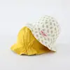 Chapéu de Pescador Doce Floral Estilo Coreano para Crianças, Chapéu de Sol Reversível Fofo para Meninas Bebês, Chapéu Balde Versátil para Uso ao Ar Livre