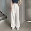 Pantalones Blancos para Mujer, Nuevo Estilo Otoño, Tendencia Streetwear Retro Estilo Harajuku, Pantalones Casuales de Pierna Ancha de Cintura Alta