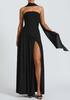 En Stock 2025 Nueva Moda Femenina Transfronteriza Elegante Top Tubo de Retazos Estilizado Vestido Largo Ajustado con Corbata al Cuello y Diseño de Cinta