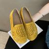 Sapatos Loafers Respiráveis Perfurados de Couro Genuíno para Mulheres 2026 Novo Estilo de Verão Sola Macia Superfície Macia Flats de Moda