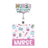Porta credencial de identificación médica Rn Nurse con cable retráctil de fácil extracción, acrílico, con purpurina, para trabajos transfronterizos