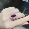 Celebração Online Ao Vivo Novo Produto Quente Simulação Turmalina Vermelha Formato Olho de Cavalo Anel Aberto Feminino Moda de Alto Nível Anel de Diamantes Completo