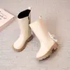 Botas de cuero de moda para niñas hasta la pantorrilla, nuevo estilo otoño e invierno 2026, estilo princesa con lazo, botas largas, suela suave, antideslizantes, moda, botas para niños