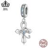 Evelle s925 Sterling Silver Cross Eye of Horus Hanging Bead Pulseira Simples Zircon Hollow Eye Pingente