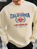 Sudadera Casual Holgada para Hombre Otoño e Invierno con Estampado de Letras de California y Cuello Redondo de Manga Larga