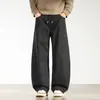 Ropa de Hombre Shanggu Primavera y Otoño Patrón de Bambú Texturizado Vintage Pantalones Curvos Lavados Estilo Callejero Americano Ropa de Trabajo de Moda Pantalones de Cintura Media