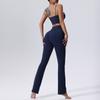 Traje de ropa de yoga nude europeo y americano para mujer, ajustado, adelgazante, fitness, transpirable, ropa interior para correr, deportivo de dos piezas, transfronterizo