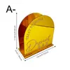 Porta servilletas de acrílico con espejo dorado semicircular para fiesta de boda transfronteriza con eslogan en inglés, estante de escritorio para almacenamiento de servilletas