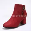 Comercio Exterior Juyuan 2026 Europeas y Americanas Talla Grande Tacón Grueso Zapatos de Tacón Alto Punta Redonda Cremallera Lateral Moda Zapatos Individuales Otoño Zapatos para Mujer