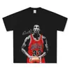 Camiseta Transfronteiriça Scottie Pippen com Estampa, Manga Curta, Tecido Pesado, Gola Pequena, Licenciada Oficialmente por Pippen