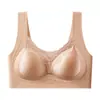 Sujetador Inalámbrico Push-Up de Encaje Satinado Estilo Francés para Mujer, Lencería de Tirantes Anchos Estilo Tanque Anticaída