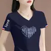 Ropa de mujer de marca con superávit de comercio exterior transfronterizo, camisetas de manga corta de nicho, hombros normales, tops ajustados