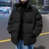 Jaqueta de Algodão Grossa de Inverno Masculina Tendência Solta Gola Alta Quente Acolchoada Casaco de Algodão Masculino