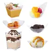 En stock taza cuadrada taza redonda múltiples tazas de postre taza para pudín taza para mousse plato cuchara de plástico desechable Amazon