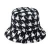 Sombrero de Pescador Cálido de Invierno para Comercio Exterior, Sombrero Creativo Europeo y Americano para Mujer, Sombrero de Cubo Estampado Colorido, Versátil Sombrero de Felpa de Moda