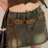Cinturón Ancho Marrón Estilo Western Vintage para Mujer, Nuevo Cinturón de Remaches de Nicho Estilo Post-Apocalíptico, Combinado con Jeans como Accesorio de Cintura