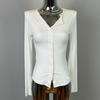 Coreia do Sul Dongdaemun Novo Produto Embeleza o Corpo ~ Camiseta Cardigan Corporal Mostrada com Gola de Cisne Suave e Confortável