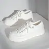 Zapatos de lona de suela gruesa con grulla de almohada blanca para mujer, zapatillas lindas de estilo japonés con punta grande, zapatos versátiles de caña baja nuevos para otoño para estudiantes