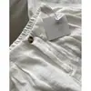 Vibe Elegante e Relaxada, Linho Branco Protetor Solar, Caimento Solto, Calça de Cintura Alta Wide Leg Comprida