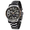 Reloj LIGE multifuncional de cuarzo impermeable para hombre, estilo de negocios, deportivo, casual, de moda, con correa de acero en color blanco plateado