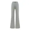 Calça Feminina Versátil Casual de Verão 2025 Nova, Estilo Hot Girl, Cintura Alta com Cordão, Listras Verticais, Tecido Air Layer, Caimento Solto, Micro Flare, Calça Boca de Sino
