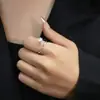 Anel Fino de Diamante para Mulheres, Estilo Japonês e K, Círculo Fino de Nicho, Pequeno Anel de Diamante, Abertura Exquisita, Anel Aberto de Ouro Empilhável