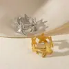 Anel Simples de Aço Titânio Estilo Ins Europeu e Americano Mais Vendido Banhado a Ouro 18K Geométrico Assimétrico Aço Inoxidável Joia Feminina Suprimento