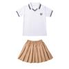 Roupas de Verão Curtas para Jardim de Infância Colega Guoguo Uniforme Escolar Primário Britânico Roupa de Classe Camiseta de Manga Curta Estilo College
