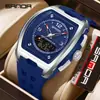 Reloj Deportivo Trendy Sanda para Estudiantes, Reloj de Pulsera Multifuncional con Cuenta Regresiva y Snooze, Reloj Electrónico Popular Resistente al Agua Luminoso en Forma de Barril