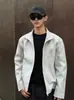 Chaqueta Corta de Retazos Desconstruida Estilo High Street Transfronteriza para Hombre, Tacto de Alta Gama, Hombro Estándar, Chaqueta de Béisbol, Cuello Alto, Chaqueta Bomber
