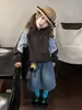Ropa de Otoño e Invierno para Niños 2026 Nuevo Estilo Coreano Mori Girl Chaqueta Bloque de Color Azul Marrón Moda para Bebé Ropa Versátil de Moda