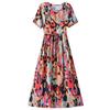 Vestido de seda de algodón para mujeres de mediana edad y mayores de 40 a 50 años, falda de algodón artificial holgada de manga corta de verano para madres de 40 a 50 años.
