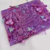 Tela de bordado plano de hilo multicolor tie-dye degradado floral hecha a mano, tela de bordado para vestido Hanfu cheongsam de malla