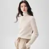 2026 Novo Modelo 100% Caxemira Pura Suéter de Tricô Feminino Gola Alta Estilo Coreano Caimento Solto Suéter Sem Costura