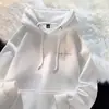 Moletom com Capuz de Veludo da Marca Americana Trendy para Meninos e Meninas no Outono e Inverno Novo Espessado Versátil Estudante Solto Jaqueta Hoodie