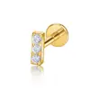 Brincos de liga de titânio F136 com zircônia e três diamantes para piercing labial G23 em titânio para orelha (venda por atacado).