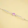 Pulsera de Plata de Ley S925 Zafiro Rosa Padparadscha Azul Simple Moda Versátil Lujo Ligero Sensación de Gama Alta Joyería de Mano Regalo para Mejor Amiga