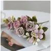 Buquê de Tecido de Seda Retrô Buquê Simulado de Rosa Decoração de Flor Artificial Flor Simulada para Sala de Estar Mesa de Jantar Hibisco Rosa Transfronteiriço