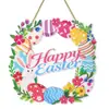 Nuevas Decoraciones de Pascua Transfronterizas: Letreros Colgantes para Puerta Principal, Coronas de Madera con Forma de Huevo para Porche de Granja Festivo, Adornos de Madera