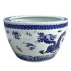 Porcelana Azul e Branca de Jingdezhen Padrão Dragão Lótus Tecido Jarra Cerâmica Grande Tanque de Peixes de Pátio Vaso Tesouro de Sala de Estar Paisagismo de Floresta Jarra Grande de Água