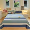 Sábana de tela gruesa a cuadros a rayas, juego de tres piezas para dormitorio de estudiantes, individual o doble, funda de almohada de tela gruesa vieja