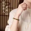 Pulsera Natural de Sándalo Verde y Cinabrio para Mujer, Pulsera de Ágárwood para Meditación, Pulsera de Madera para Jugar con el Año de Nacimiento, Cuentas de Buda
