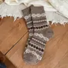 Calcetines de Lana Gruesos y Cálidos Suxinaimin Otoño e Invierno para Mujer, Invierno, Estilo Fair Isle Retro, Copo de Nieve, Calcetines hasta la Mitad de la Pantorrilla